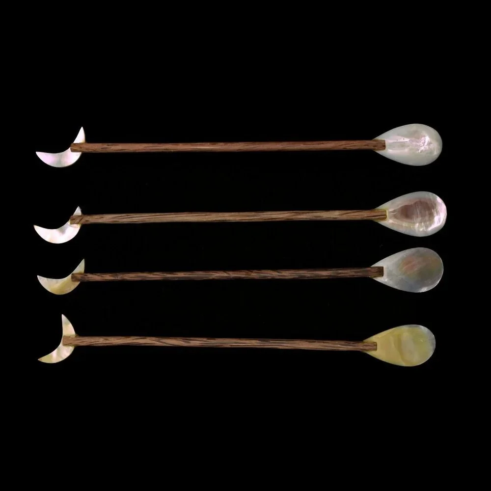 Set of 4 Mother of Pearl Spoons Bali Sono Wood 7